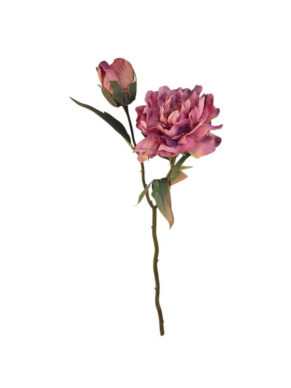 Lavender Wine Faux Peony Stem 18 Inch Wedding Artificial Silk Flower